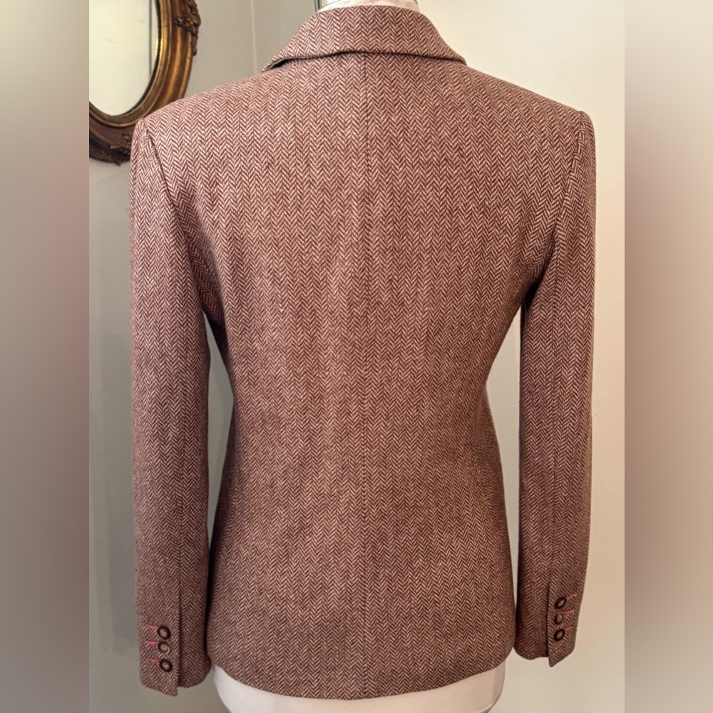 Sundance Tan Herringbone Blazer XS Preppy Academia Old Money Jacket - Picture 5 of 13